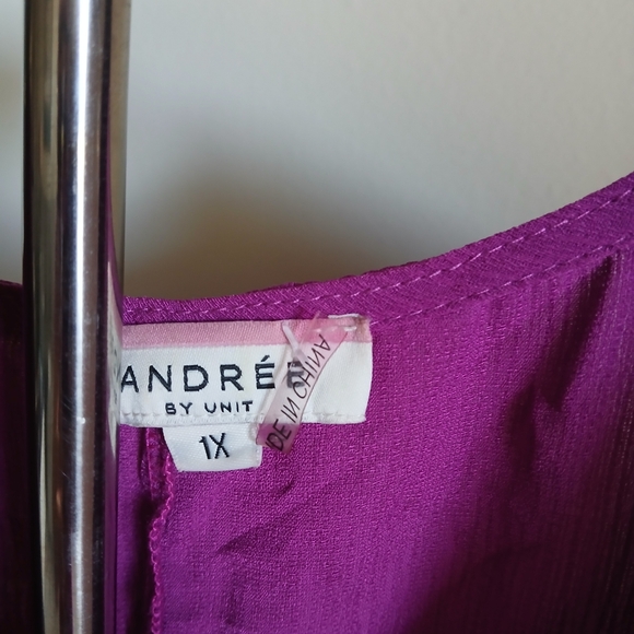 Andree Faux Wrap Top Purple Peplum Size 1X - Picture 5 of 10